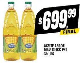 Supermercados Yaguar Aceite Arcor Maiz 890cc Pet oferta