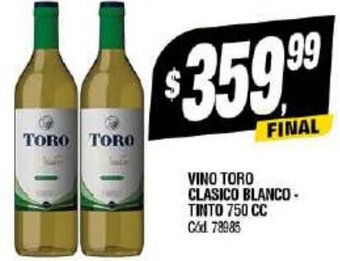 Supermercados Yaguar Vino Toro Clasico Blanco TInto 750cc oferta