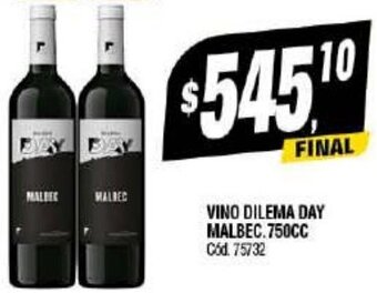 Supermercados Yaguar Vino Dilema Day Malbec 750cc oferta