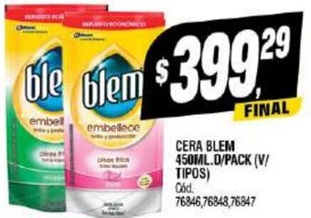 Supermercados Yaguar Cera Blem 450ml oferta