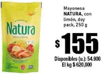 Cooperativa Obrera Mayonesa Natura, con Limón, Doy Pack 250g oferta
