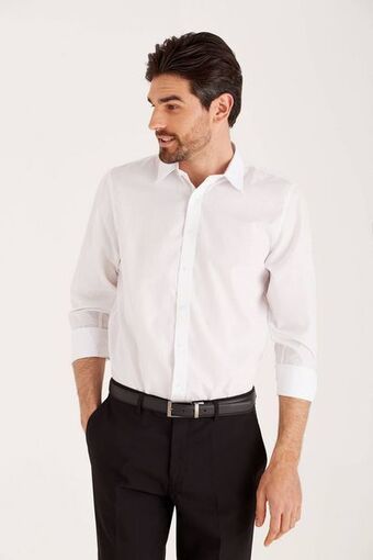 Macowens Camisa de vestir lisa blanca oferta