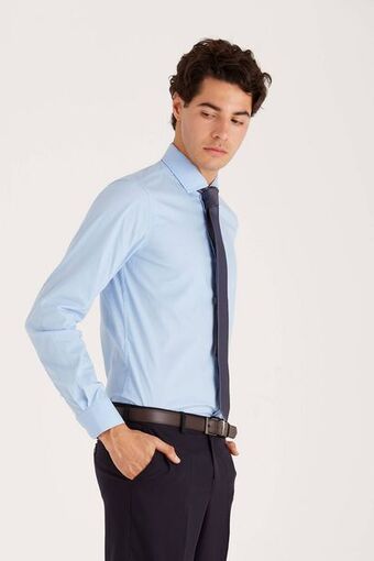 Macowens Camisa de vestir lisa celeste oferta