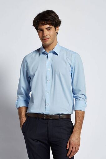 Macowens Camisa de vestir lisa celeste oferta