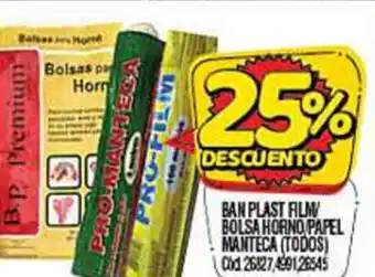 Supermercados Yaguar Banplast Film/Bolsa Horno Papel Manteca ( Todos) oferta
