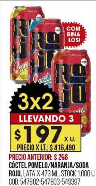 Coto Cóctel pomelo naranja soda rojo oferta