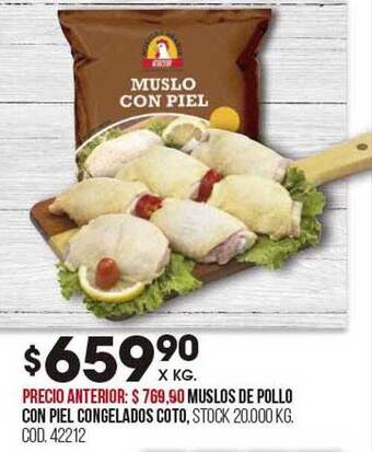 Coto Muslos de pollo con piel congelados coto oferta