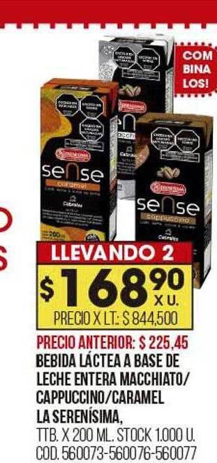 Coto Bebida láctea a base de leche entera macchiato cappuccino caramel la serenisima oferta