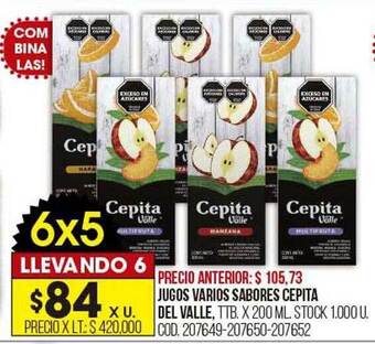 Coto Jugos varios sabores cepita del valle oferta