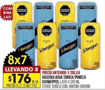 Coto Gaseosa agua tónica pomelo schweppes oferta