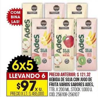 Coto Bebida de soja con jugo de fruta varios sabores ades oferta