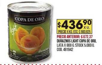Coto Duraznos light copa de oro oferta