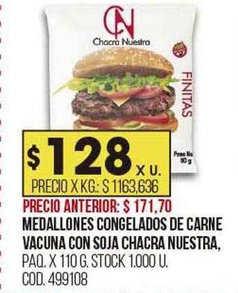 Coto Medallones congelados de carne vacuna con soja chacra nuestra oferta
