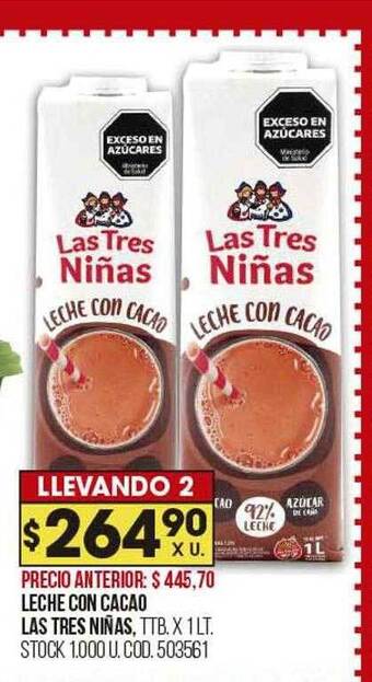 Coto Leche con cacao las tres niñas oferta