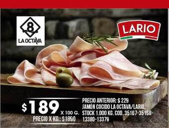 Coto Jamón cocido la octava lario oferta