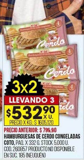 Coto Hamburguesas de cerdo congeladas coto oferta