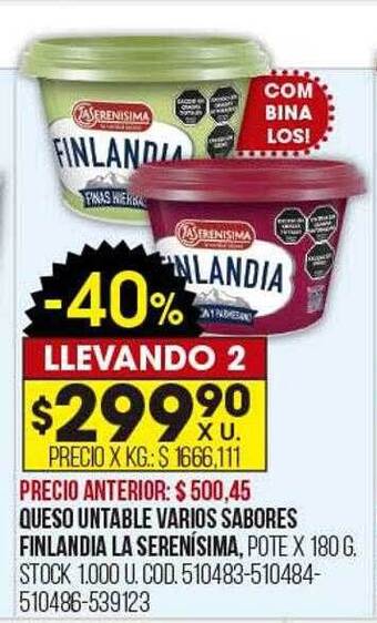 Coto Queso untable varios sabores finlandia la serenisima oferta