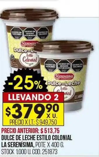 Coto Dulce de leche estilo colonial la serenisima oferta