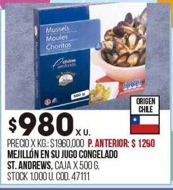 Coto Mejillón en su jugo congelado st andrews oferta