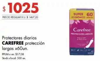 Disco Protectores Diarios Carefree Protección largos x 60un oferta