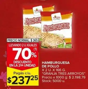 Carrefour Maxi Hamburguesa de Pollo x 2u x 166g GRANJA RES ARROYOS oferta