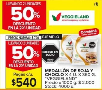 Carrefour Maxi Medallón de Soja y Choclo x 4u x 360g VEGGIELAND oferta