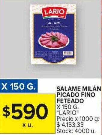 Carrefour Maxi Salame Milán Picado Fino Feteado x 150g LARIO oferta
