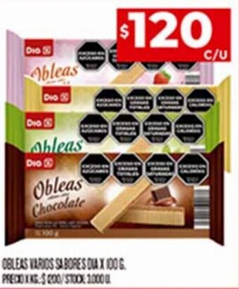 Supermercados DIA Obleas Varios Sabores DIA x 100g oferta