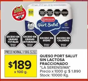 Carrefour Maxi Queso port salut sin lactosa la serenísima 100g oferta