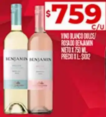 Supermercados DIA Vino Blanco Dulce / Rosado Benjamin Nieto x 750ml oferta