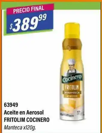 Aceite de aerosol fritolim cocinero manteca