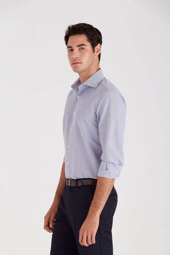 Macowens Camisa de vestir rayada fit azul marino oferta