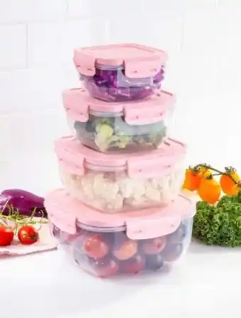 Violetta Fabiani Set x4 herméticos con traba cuadrados star cuisine línea storage oferta
