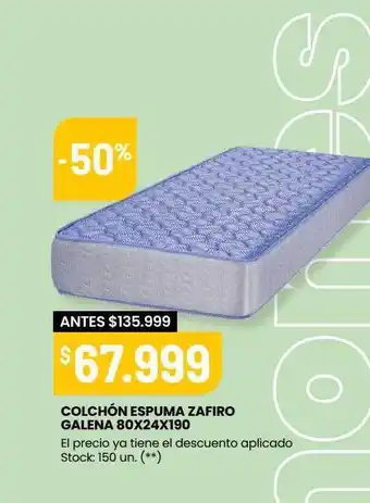 Walmart Colchón espuma zafiro galena80x24x190 oferta