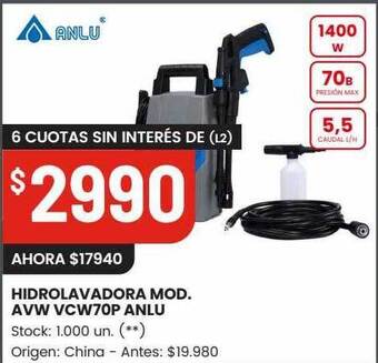 Changomas Hidrolavadora mod. avw vcw70p anlu oferta