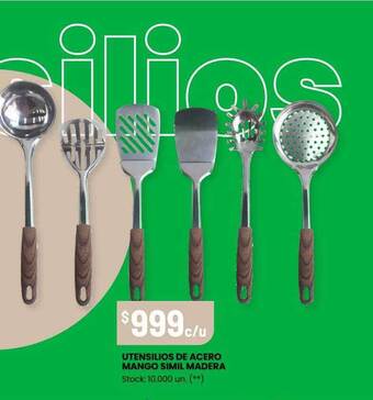 Changomas Utensilios de acero mango simil madera oferta