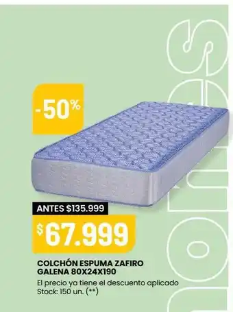 Colchón espuma zafiro galena 80x24x190