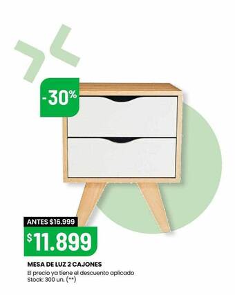 Changomas Mesa de luz 2 cajones oferta