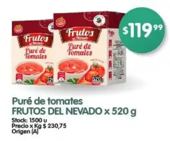 Supermercados Buenos Días Puré de Tomates FRUTOS DEL NEVADO x 520g oferta