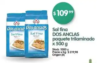Supermercados Buenos Días Sal Fina DOS ANCLAS Paquete Trilaminado x 500g oferta