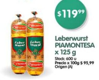 Supermercados Buenos Días Leberwurst PIAMONTESA x 125g oferta
