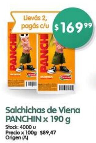 Supermercados Buenos Días Salchichas de Viena PANCHIN x 190g oferta