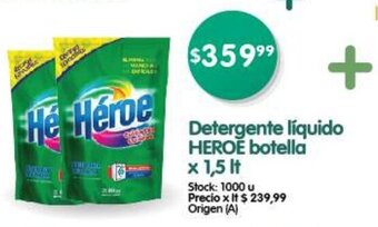 Supermercados Buenos Días Detergente Líquido HÉROE botella x 1,5lt oferta
