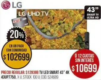 Coto LG Smart TV LED 4K 43" oferta
