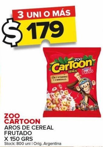 Carrefour Maxi Aros de cereal frutado zoo cartoon 150g oferta