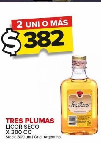 Carrefour Maxi Licor tres plumas x 200cc oferta