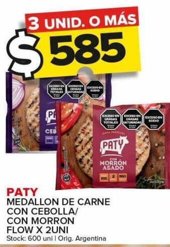 Carrefour Maxi Medallón de carne con cebolla/morrón paty flow x 2uni oferta