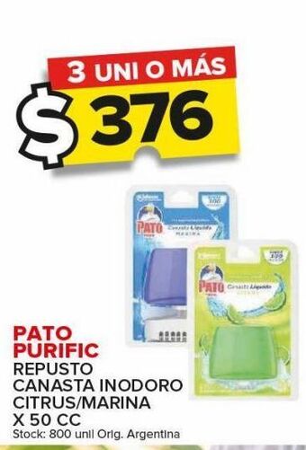 Carrefour Maxi Repuesto canasta inodoro pato purific citrus/marina x 50cc oferta