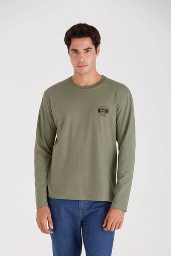 Macowens Remera de jersey estampada verde oferta
