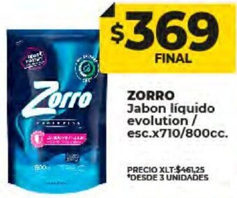 Supermayorista Vital ZORRO Jabon líquido evolution/ esc.x710/800cc. oferta